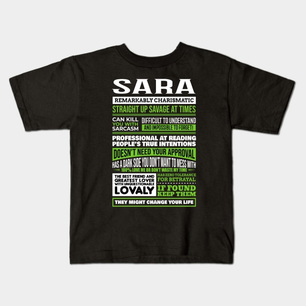 Sara Kids T-Shirt by Ban Guns Not Books- Typography fullcolor